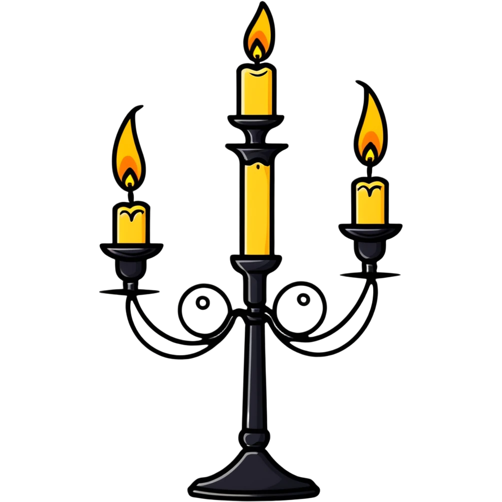decorative candle holder with 3 lit candles, candelabra emoji