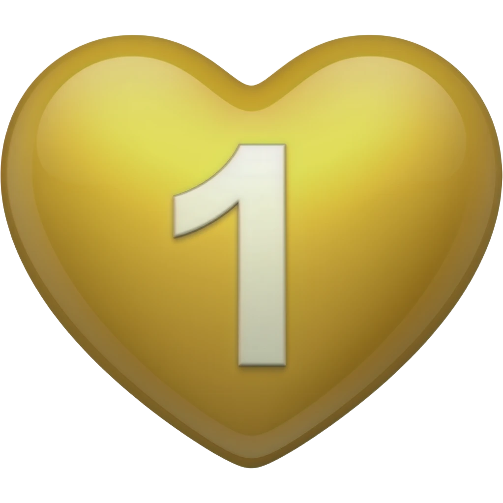 golden heart with a number 1 in the center emoji