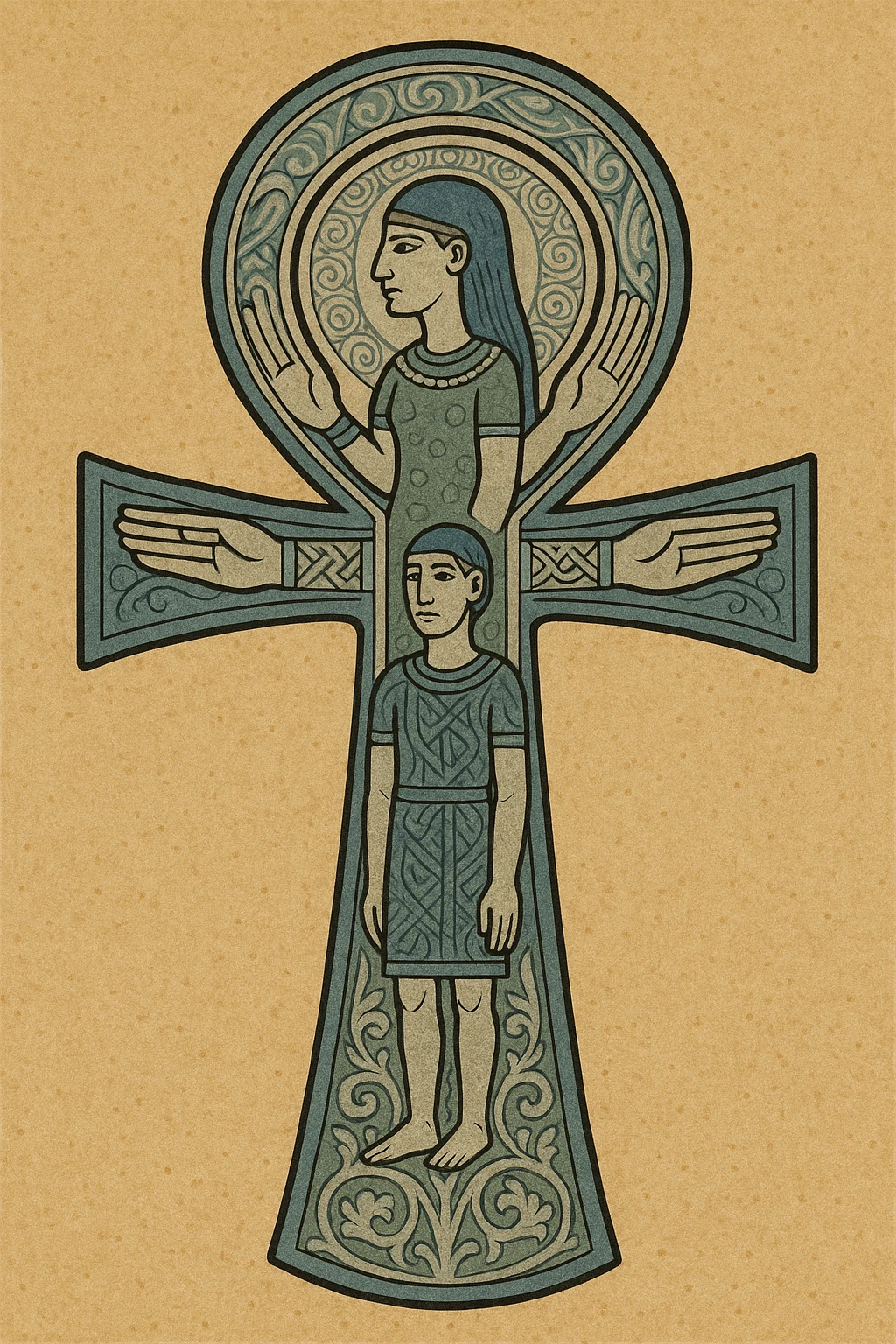 ankh symbol, ancient Egypt, ornate design, medieval art style emoji