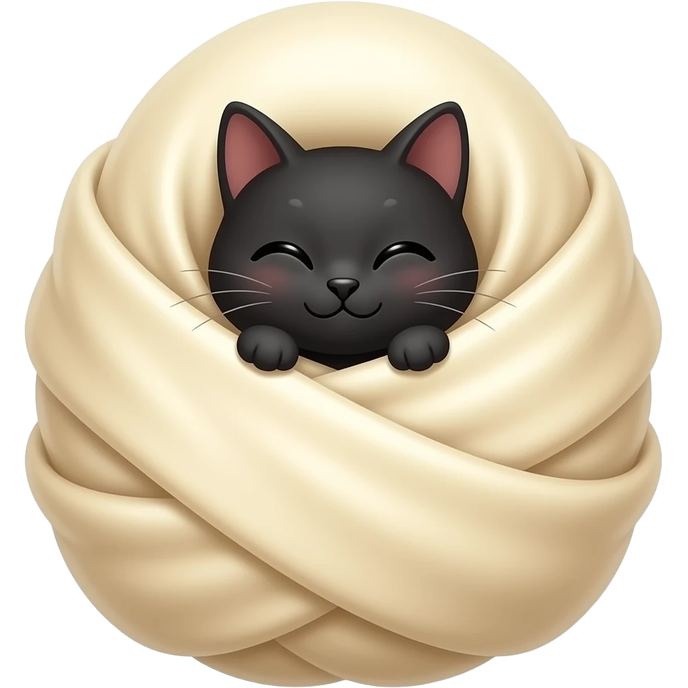 #FCF5E5 slikworm cocooned pod black cat happy covered with #FCF5E5 huge  coating of #FCF5E5 slik and huge #FCF5E5 slik wrappings emoji