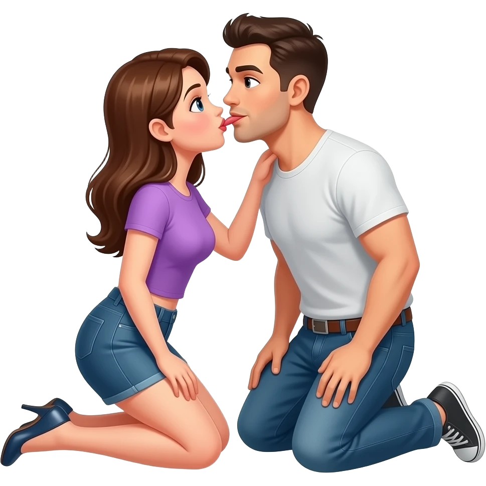 Femme à genoux qui fait une fellation  homme emoji