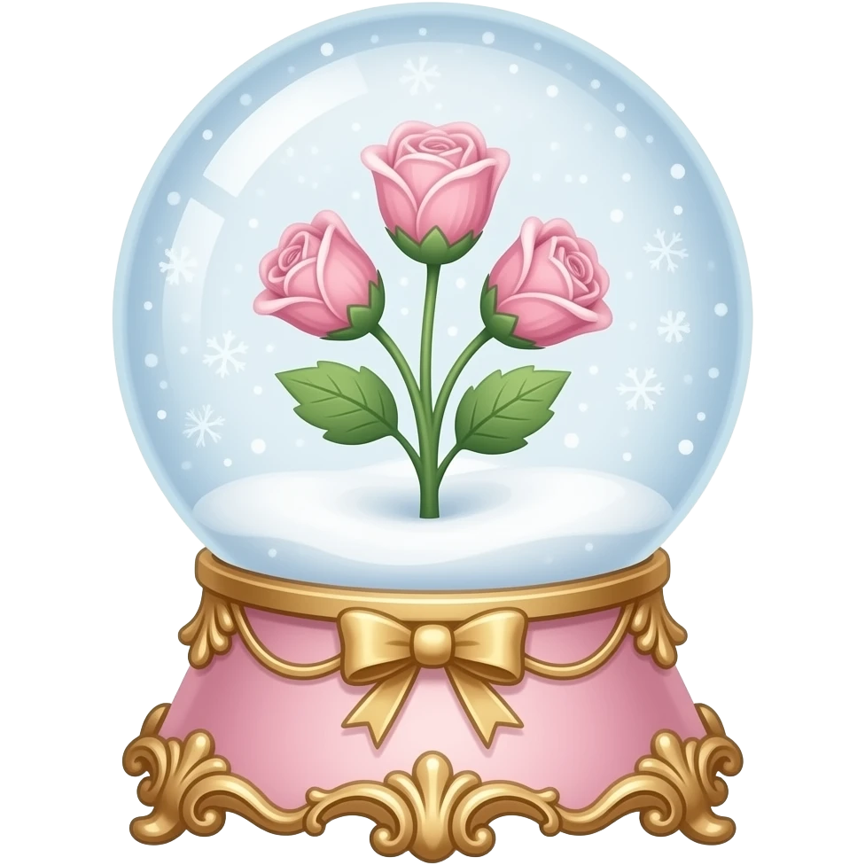vintage rococo light pink dainty floral snow globe emoji