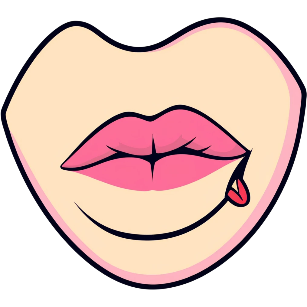 Pink kiss lips smacking emoji