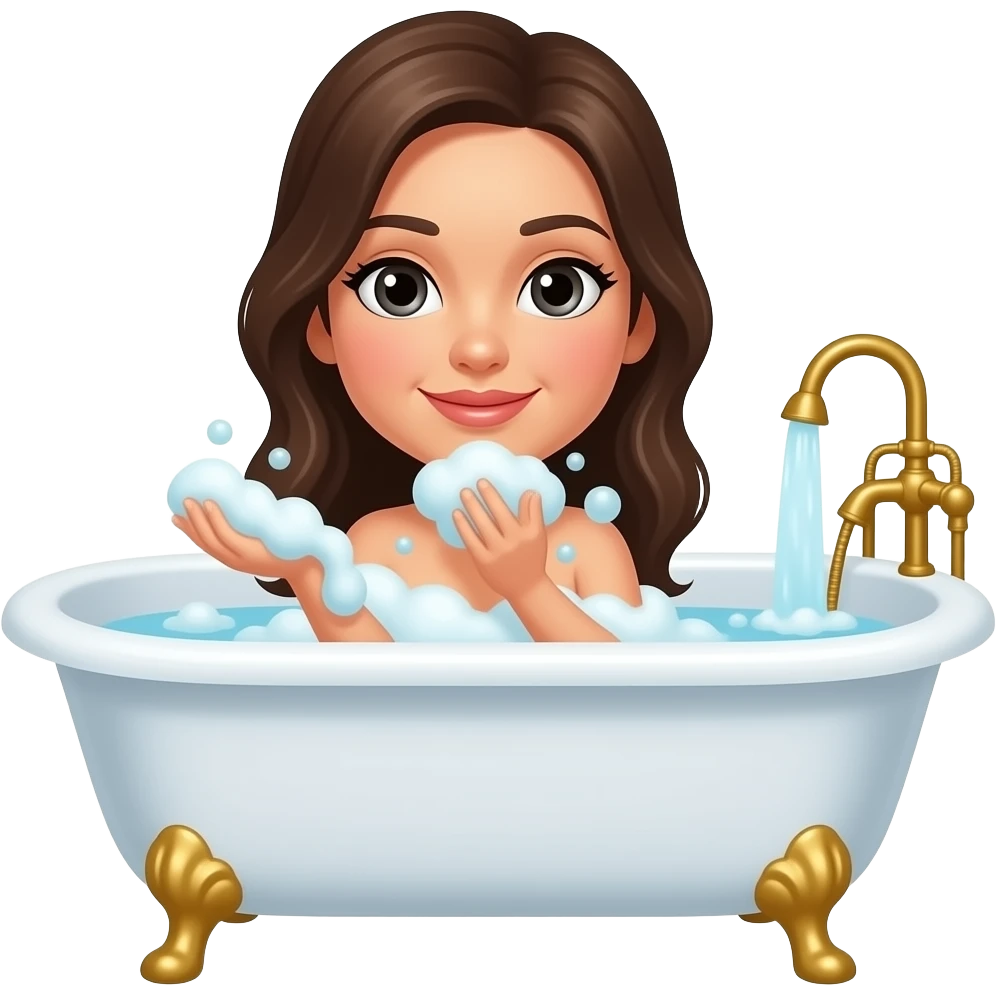 A woman bathes in her body emoji