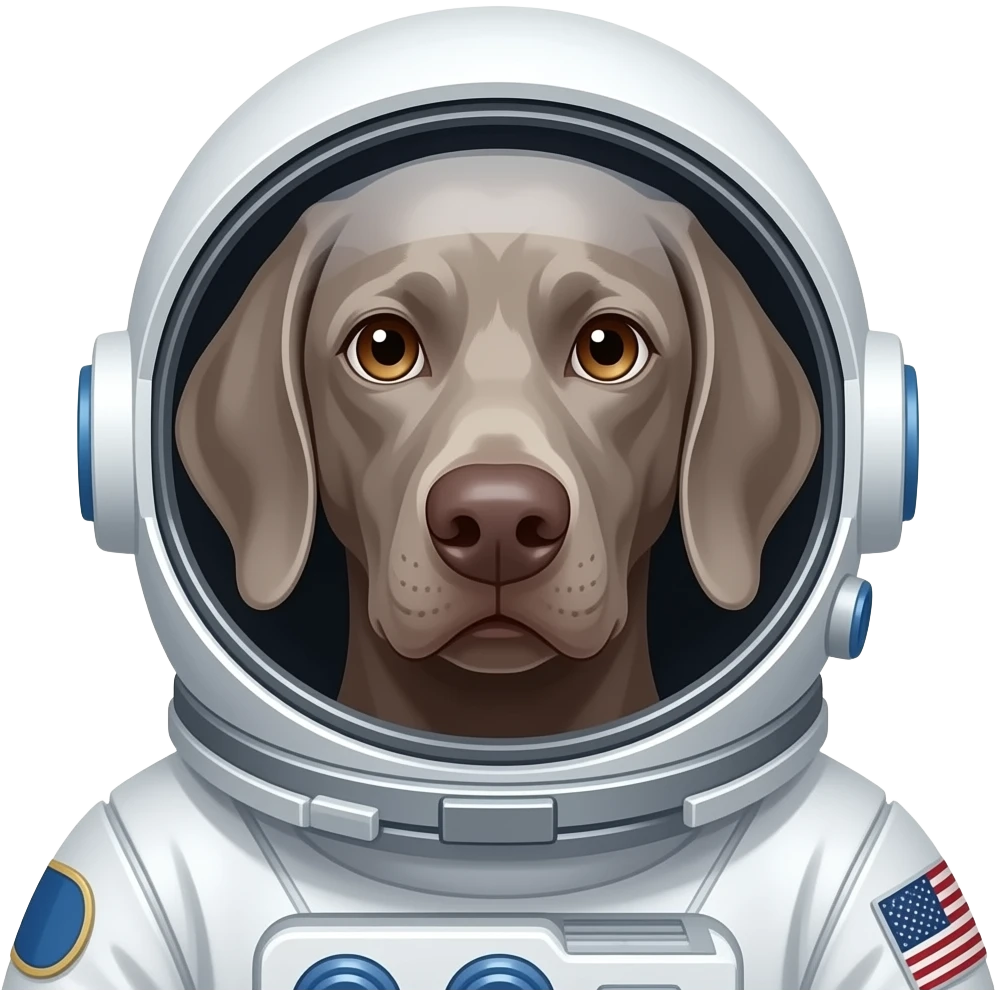 Gray Weimeraner dressed as an astronaut emoji