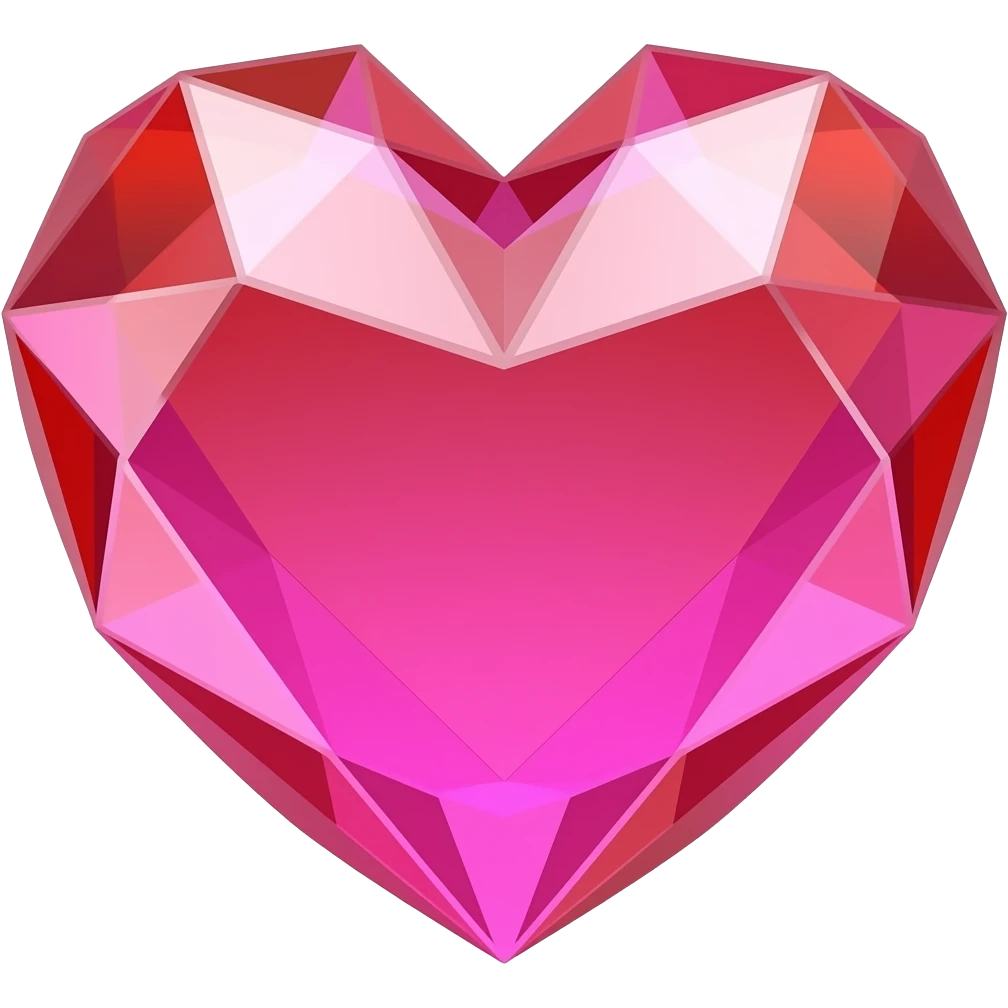 3d crystalish heart emoji with the colors of red and pink emoji