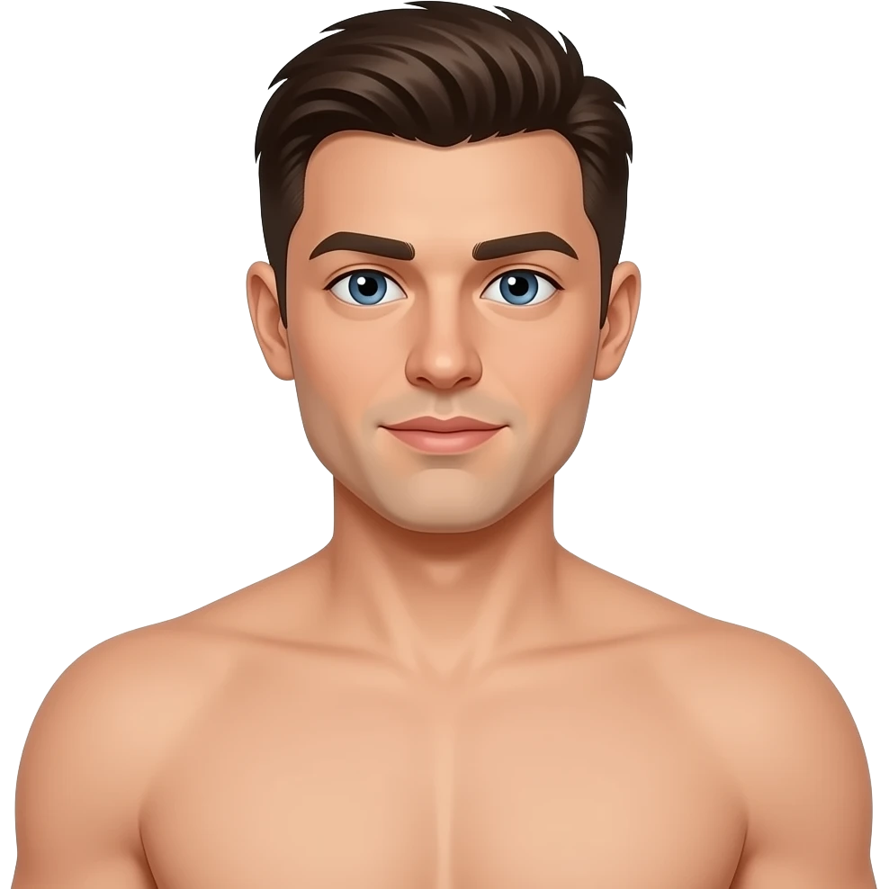 Naked man and hard cock emoji