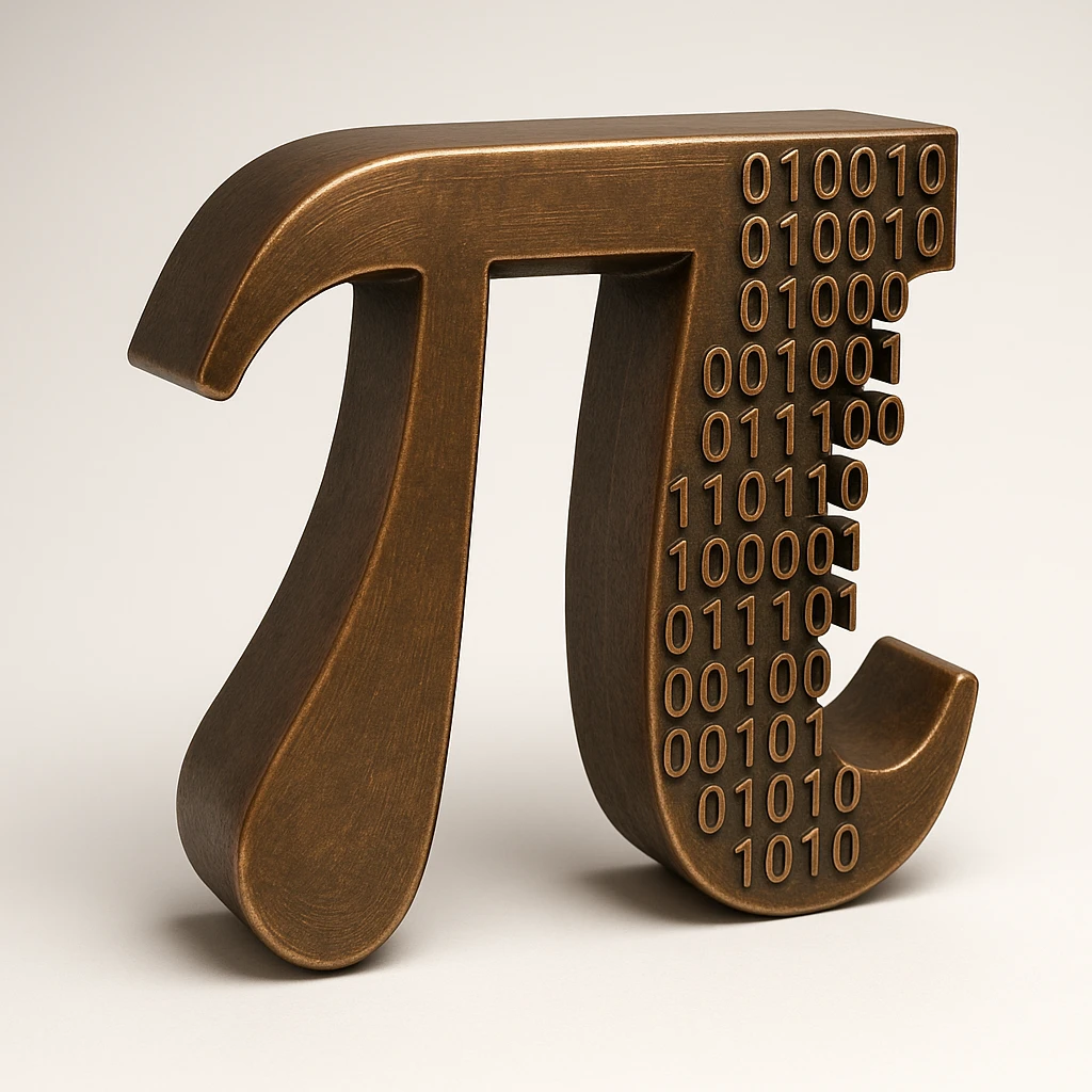 combine the π (pi) math symbol, binary code emerging from it. emoji