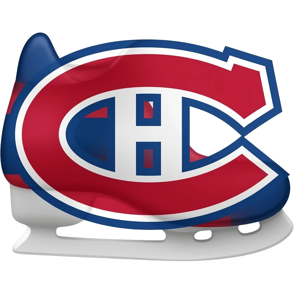 Montréal Hockey team's shoes in blue strap and red and white strap on the shoes emoji