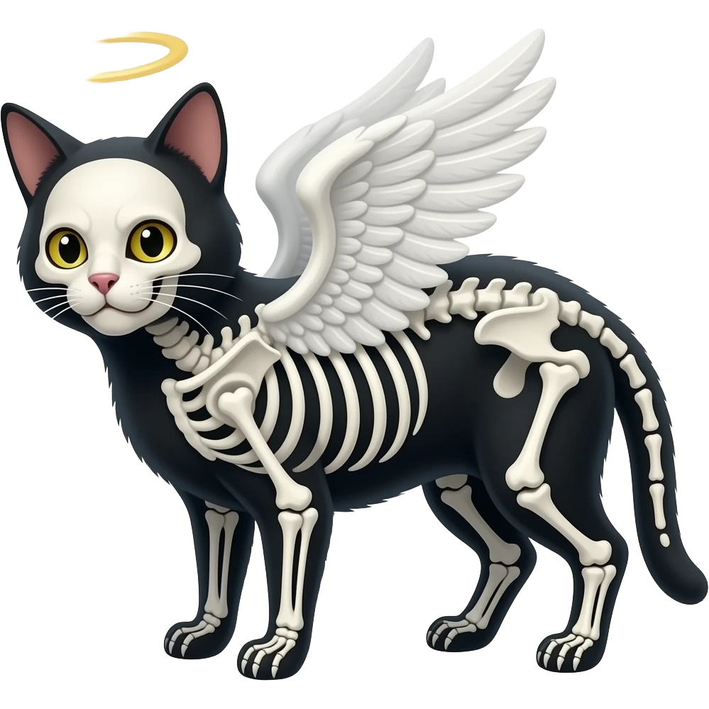 cat and skeleton and devilish angel emoji