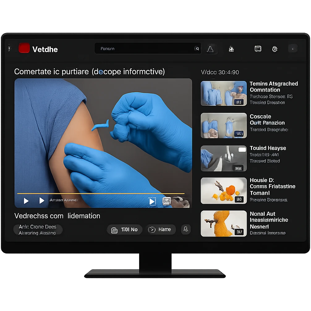 Schermo con youtube e dentro su youtube c'è un video di come fare le punture a scopo informativo emoji
