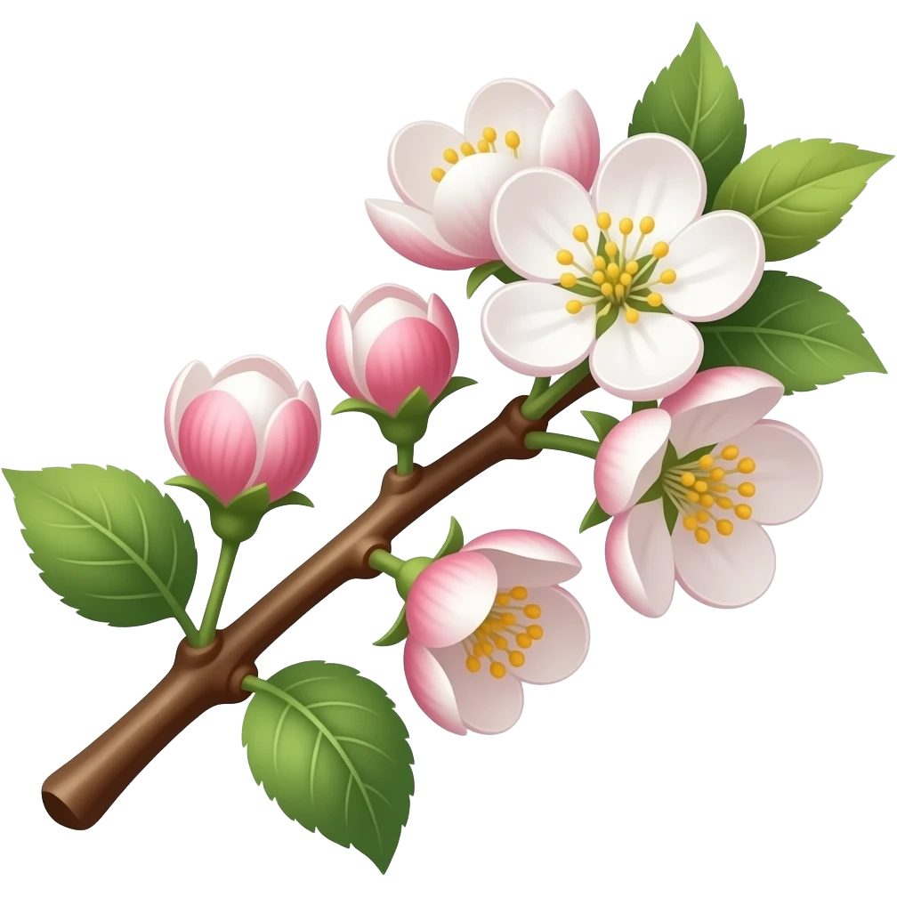 цветы яблони на ветке с лоском и блеском emoji