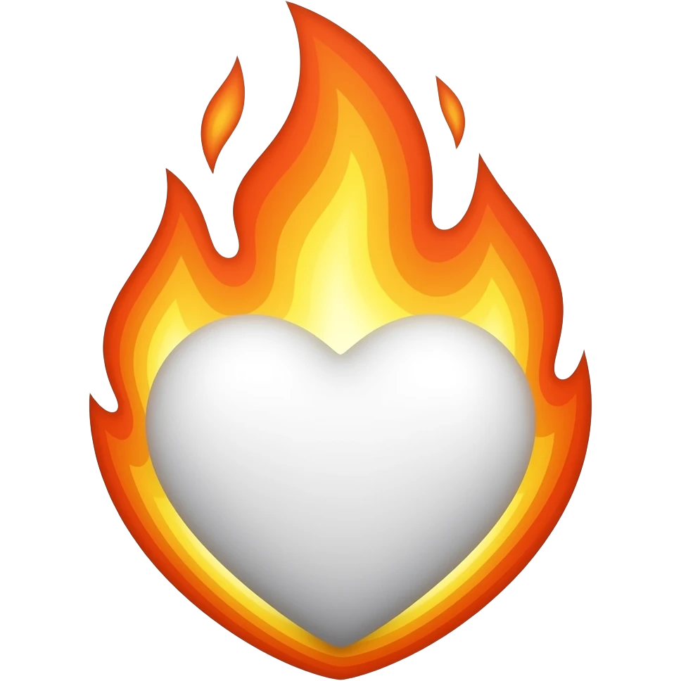 Corazón blanco en fuego emoji