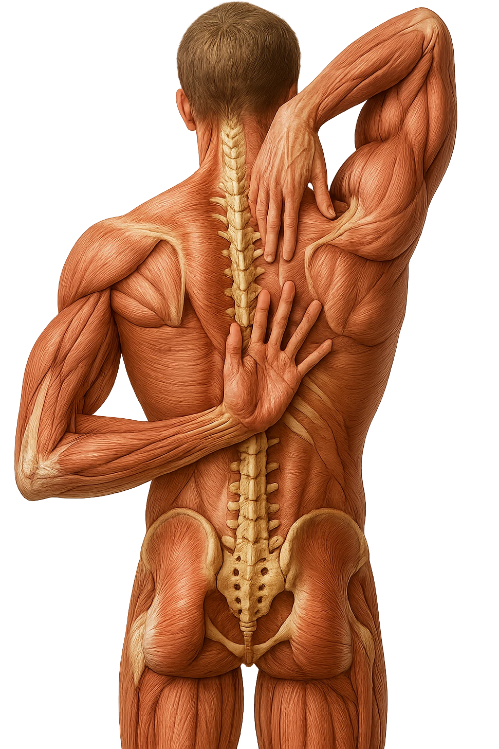 fai un immagine identica che riguarda un esercizio ma mettigli spina dorsale e muscoli in evidenza (anatomica). falla iperrealistica anatomica in 4k con spina dorsale storta in evidenza emoji