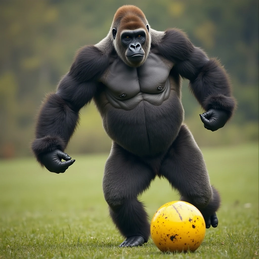 Gorilla with yellow kickball emoji