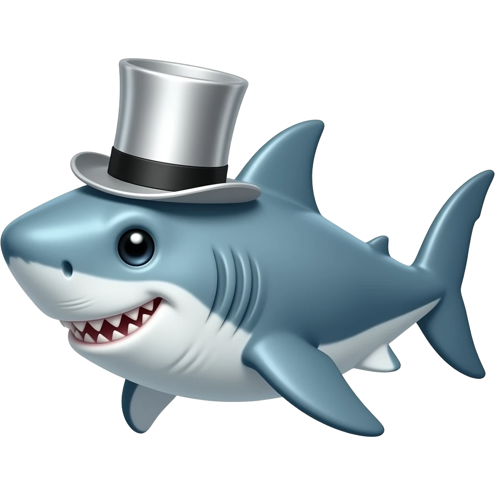 Shark with a top hat emoji