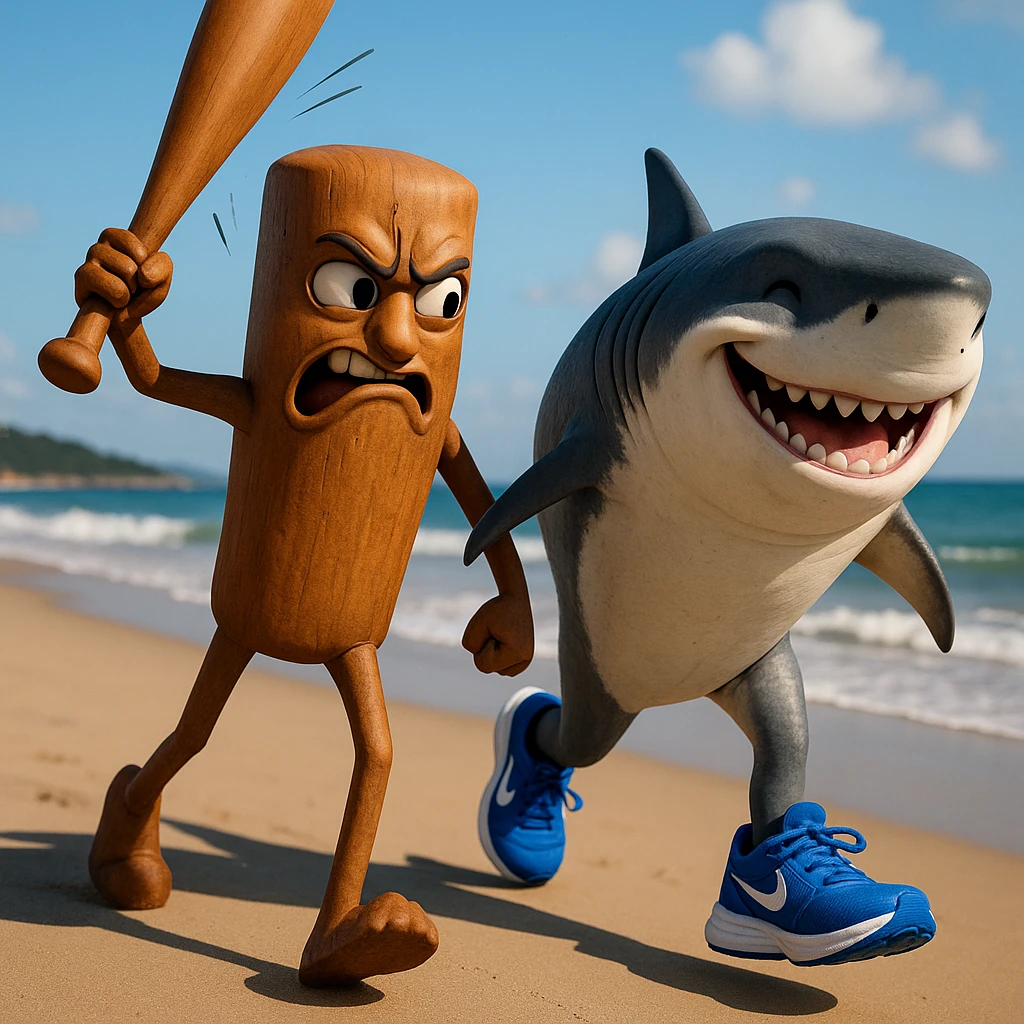 create this image with 4 different emotion to each of them .CREATE ONE WHERE THE ONE WITH THE STICK IS BEATING THE OTHER. AND THE OTHER ONE WITH HAPPY EMOTION 
 emoji