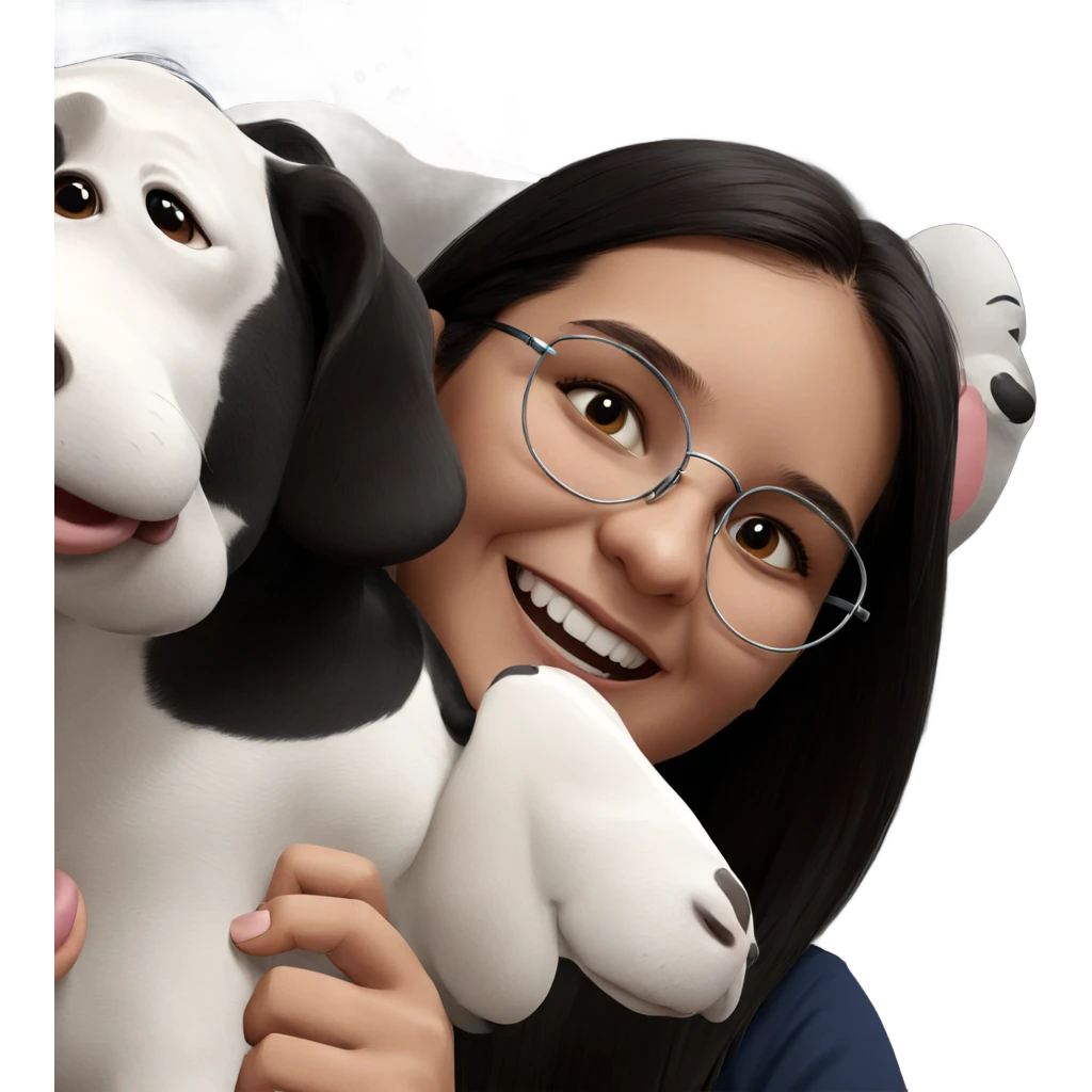 girl smiling with pet animal emoji