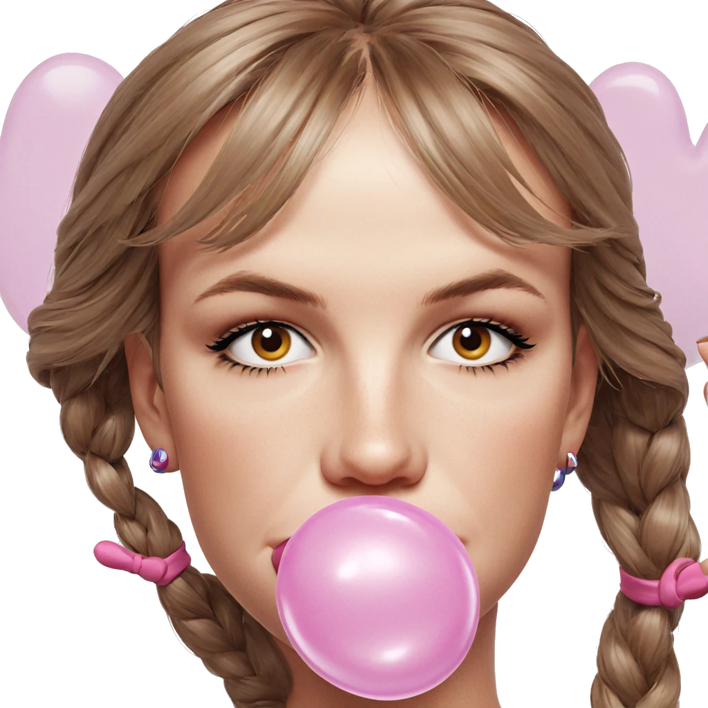 girl blowing bubble gum emoji