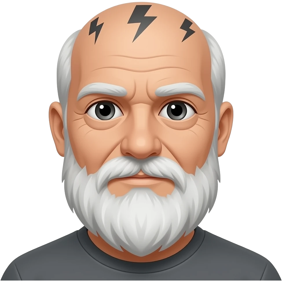 old male with 2 lightning strike-tatoos on his head emoji