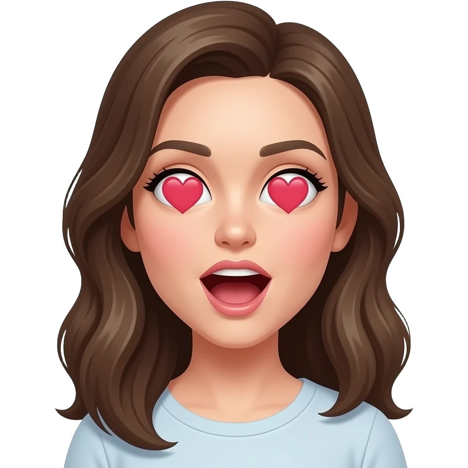 Women with hearts for  eyes snd mouth wide open emoji