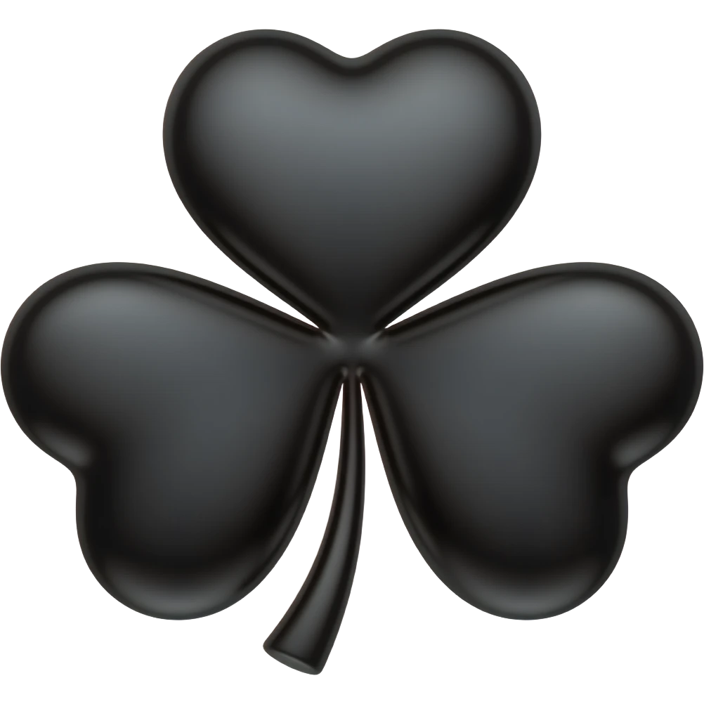 Trébol completamente negro de 5 hojas emoji