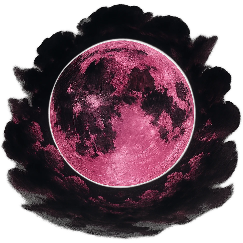 black and pink moon with clouds emoji