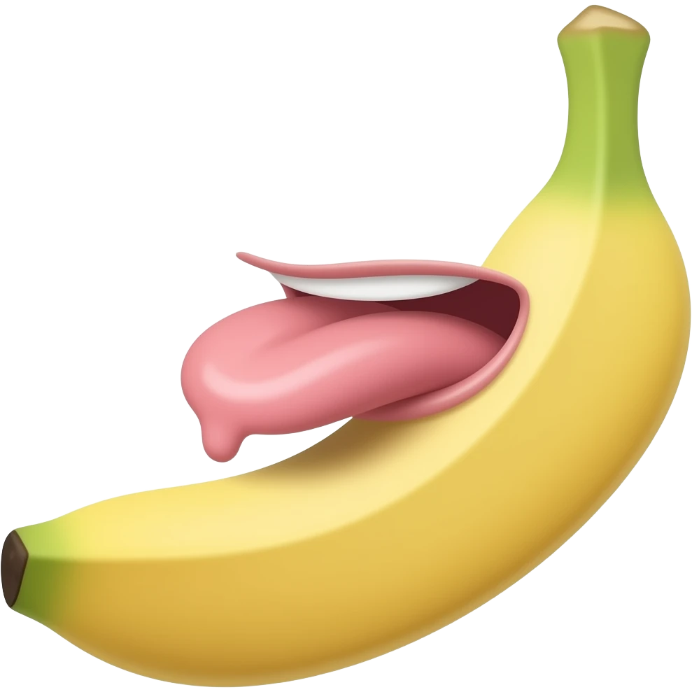 une banane se fait lecher par une langue emoji
