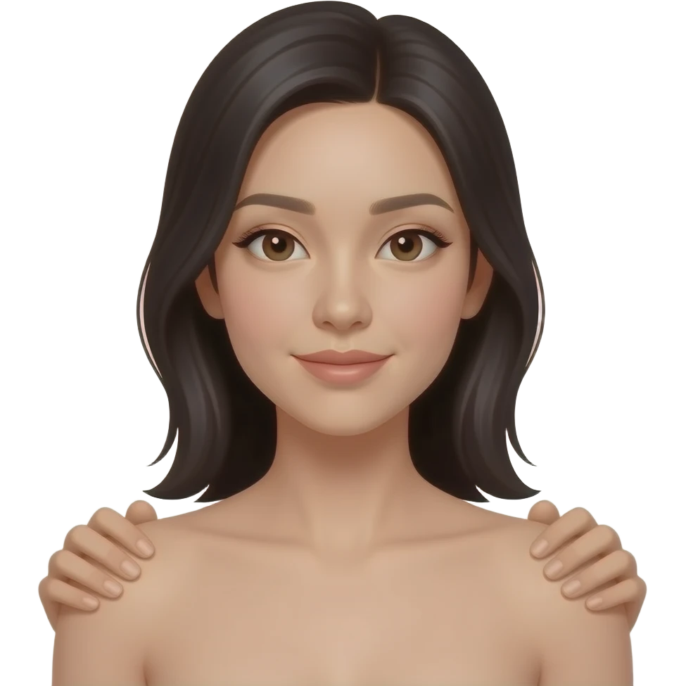 naked chinese woman shrugging her shoulders emoji