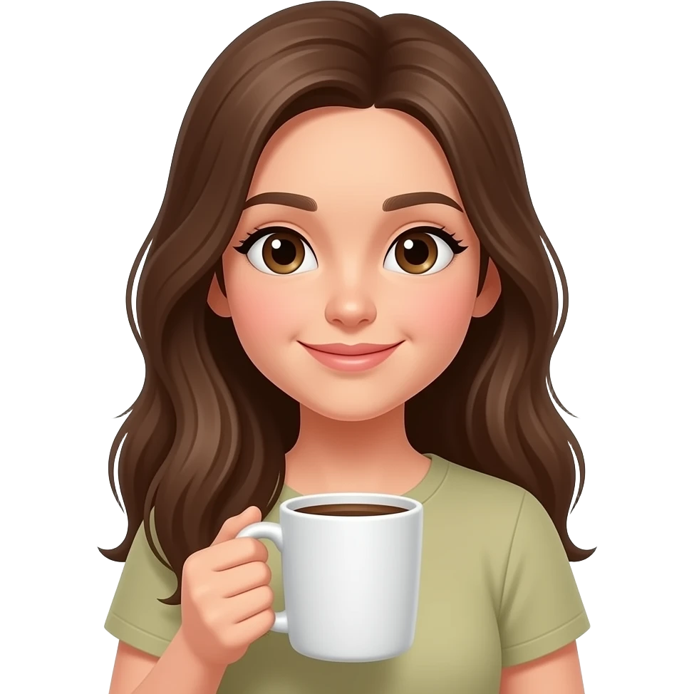 teen girl hold coffee mug emoji