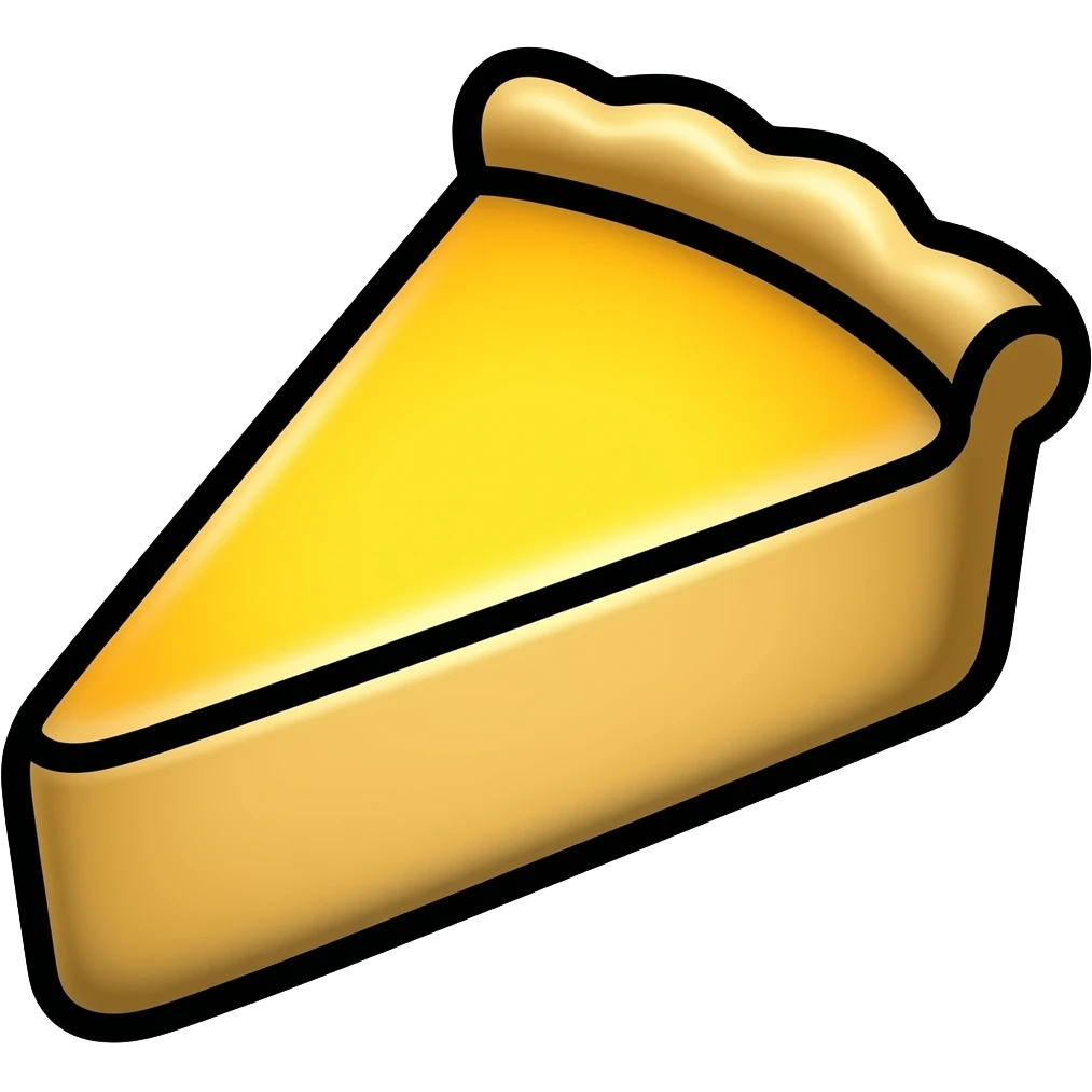 thick black outline, bright pie emoji, thick black outline, simple cartoon emoji