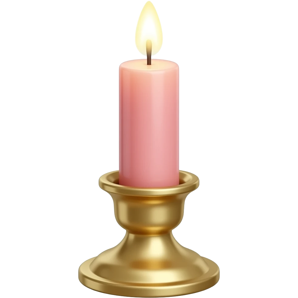 glossy soft smooth Thin tall neat petite cute slim dainty narrow Pastel Reddish-pinkish-gradient vintage candle in a tiny narrow gold and white candleholder emoji