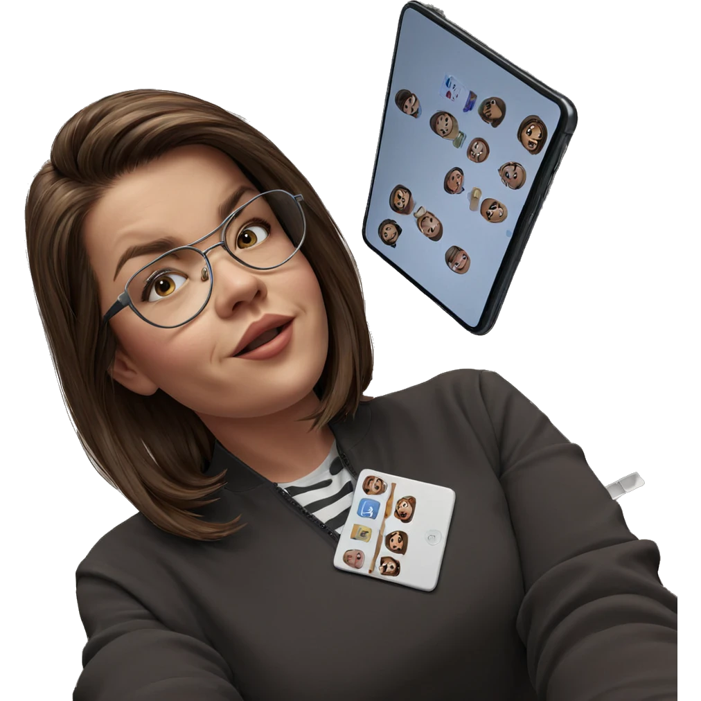 brown haired girl selfie indoors emoji