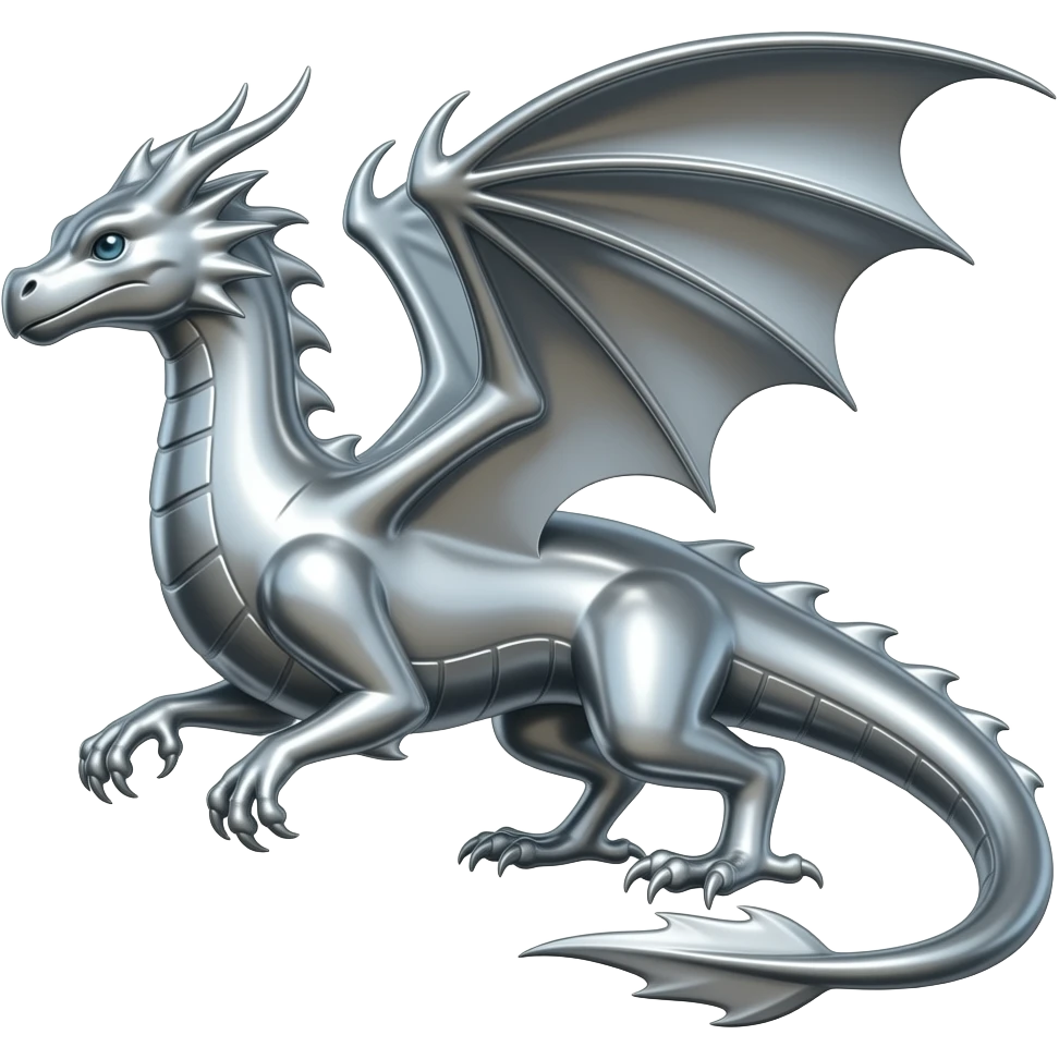 Shiny futuristic celestial glossy-metallic-alloy Fakemon-Pokémon-Digimon-raptor-dinosaur-dragon-reptilian-Draco emoji