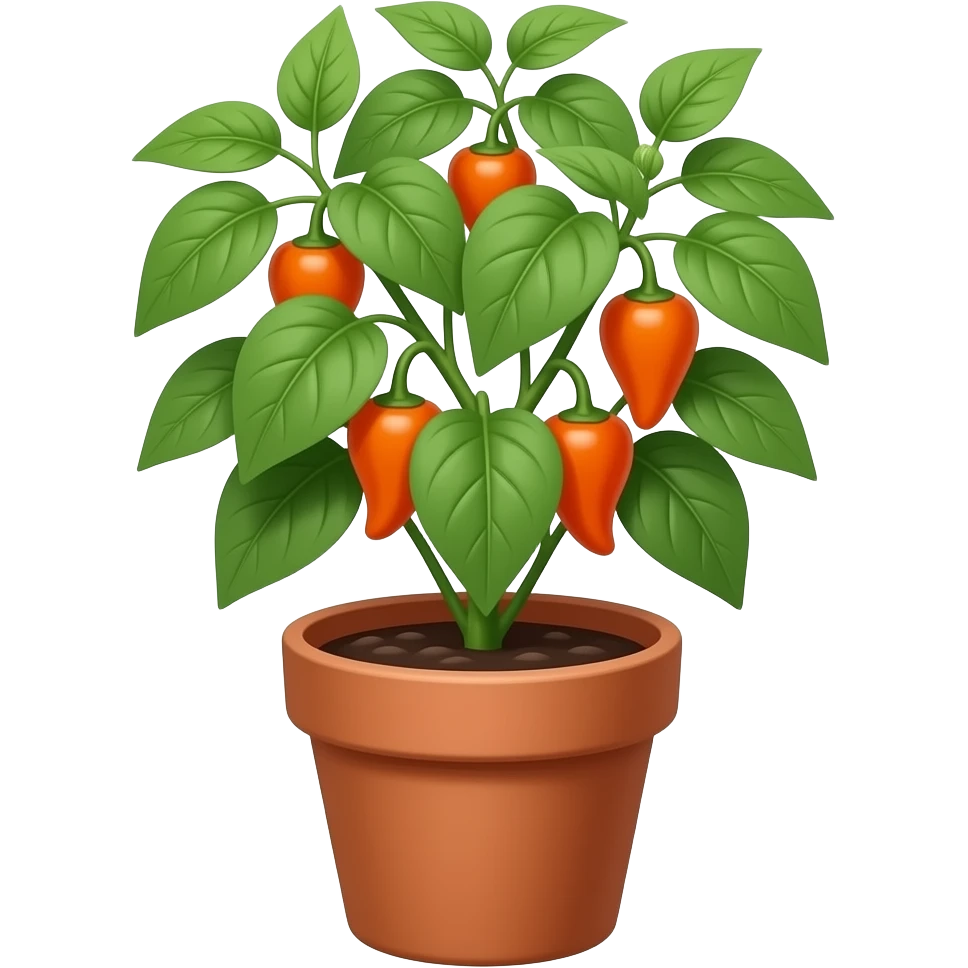 orange habanero plant in the pot emoji