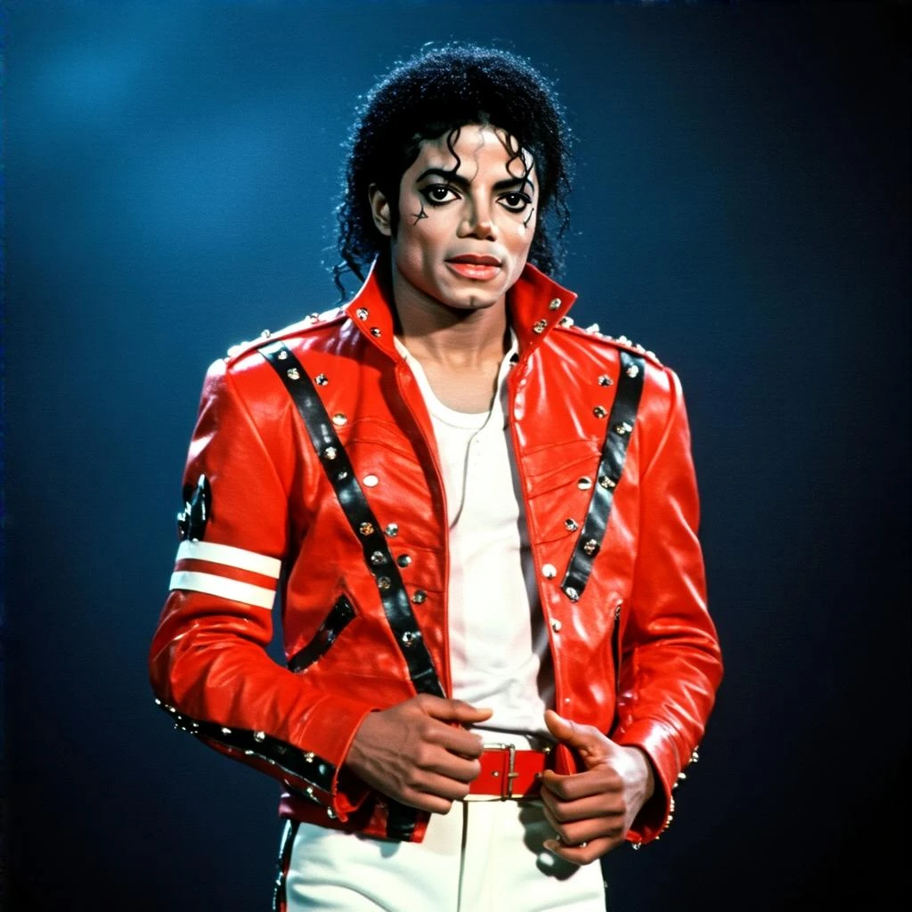 Michael Jackson wearing his Thriller jacket emoji
