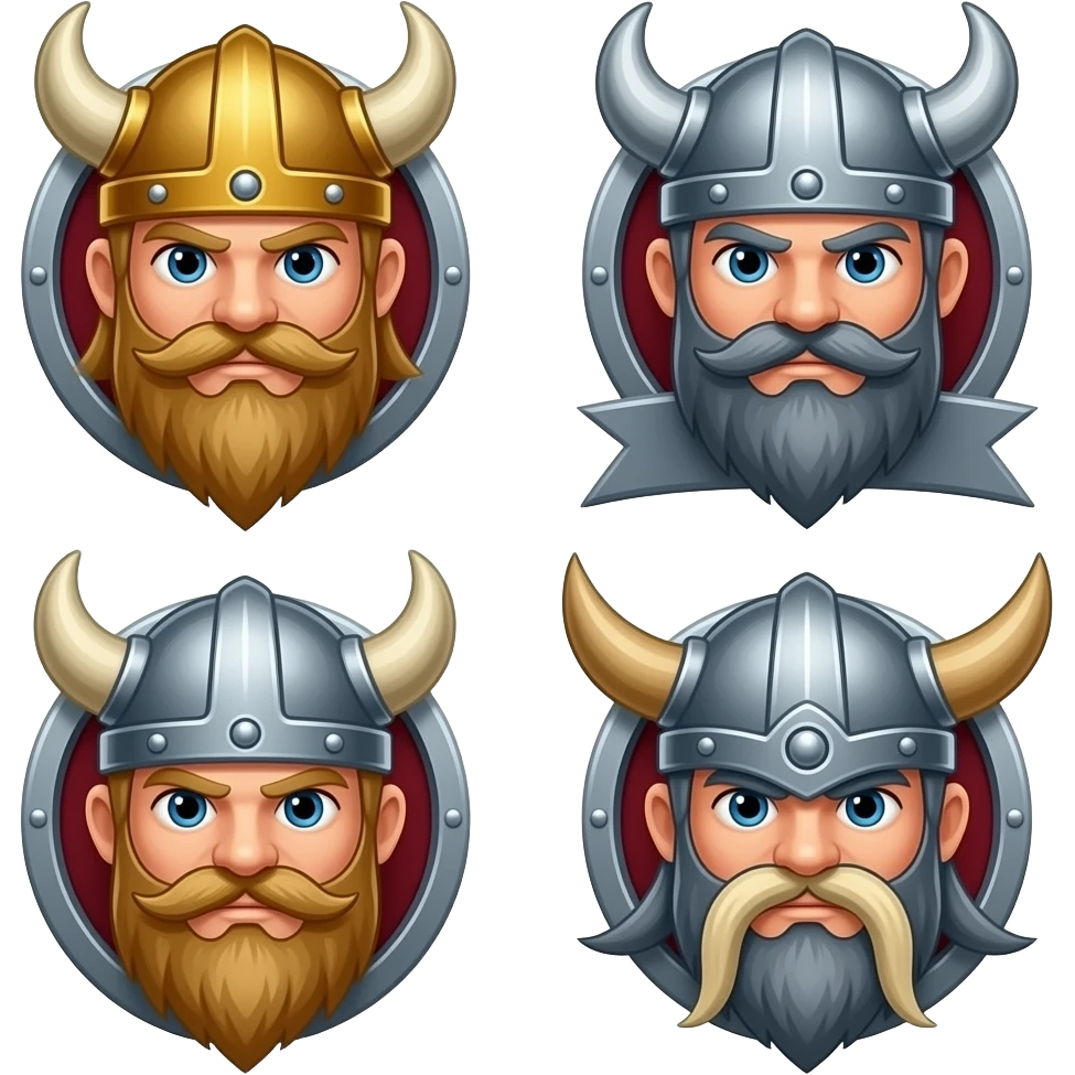 bana kick yayınları için sakallı sarışın viking abonelik rozeti oluştur 1. seviye olanın ekipmanları tahta olsun 2. seviye olanınkiler gümüş olsun 3. seviyeler savaşçı gibi görünsün 4. seviyeler berzerker gibi görünsün emoji