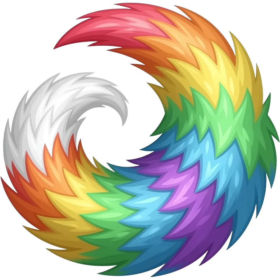 Giant extra fluffy rainbow sparkling wolf tail emoji