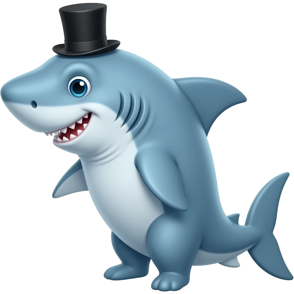 Shark with a top hat emoji