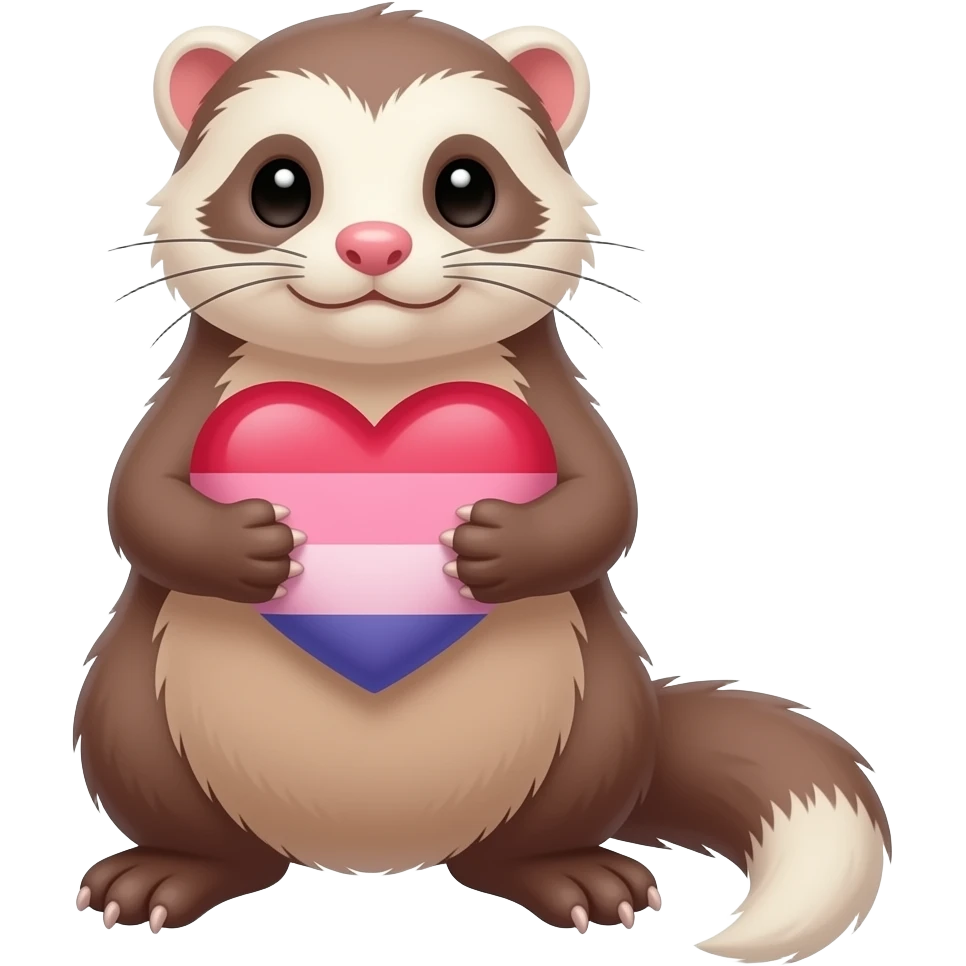 Ferret holding lesbian heart emoji