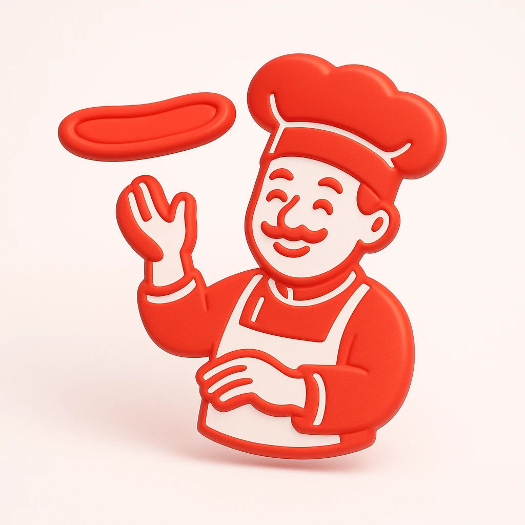 smiling Italian chef spinning pizza dough emoji