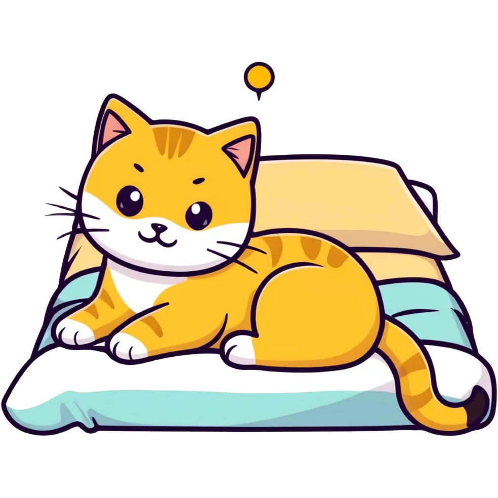 Golden cat on a bed emoji