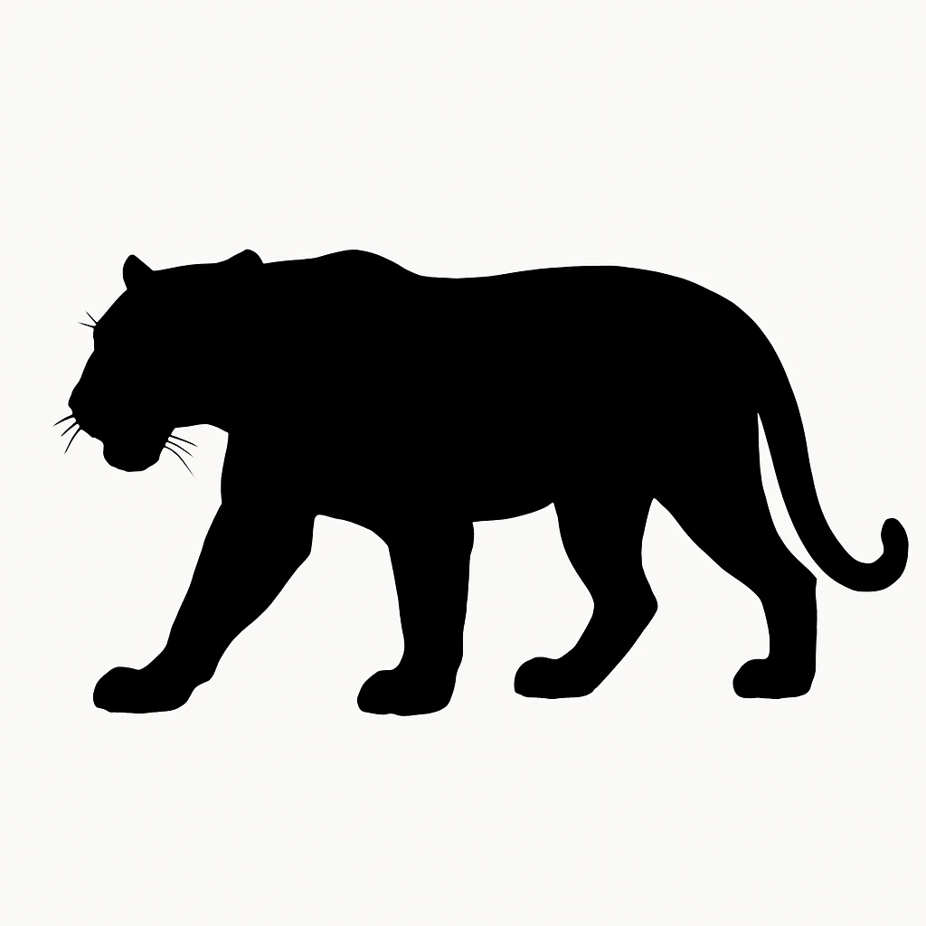 Tiger black silhouette white background emoji