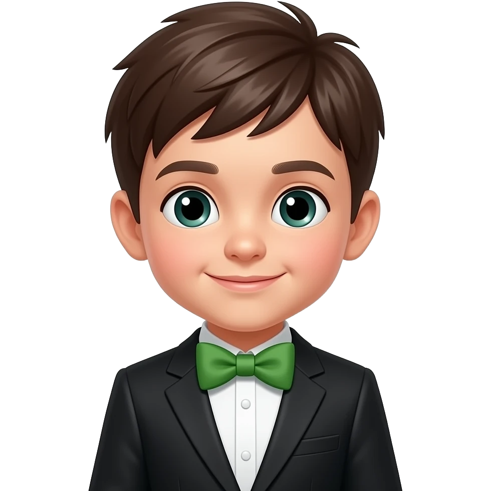cute Kid in black Suit and Green Bowtie emoji