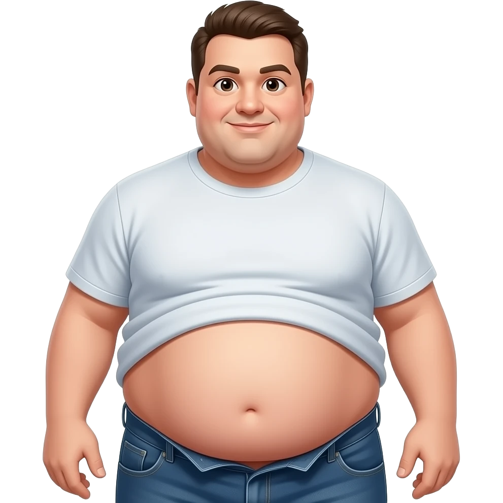 Fat man with shirt too small so the bottom of his belly hangs out emoji