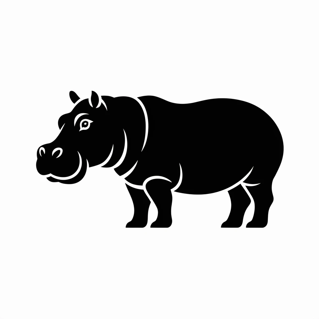 Hippo icon black silhouette emoji