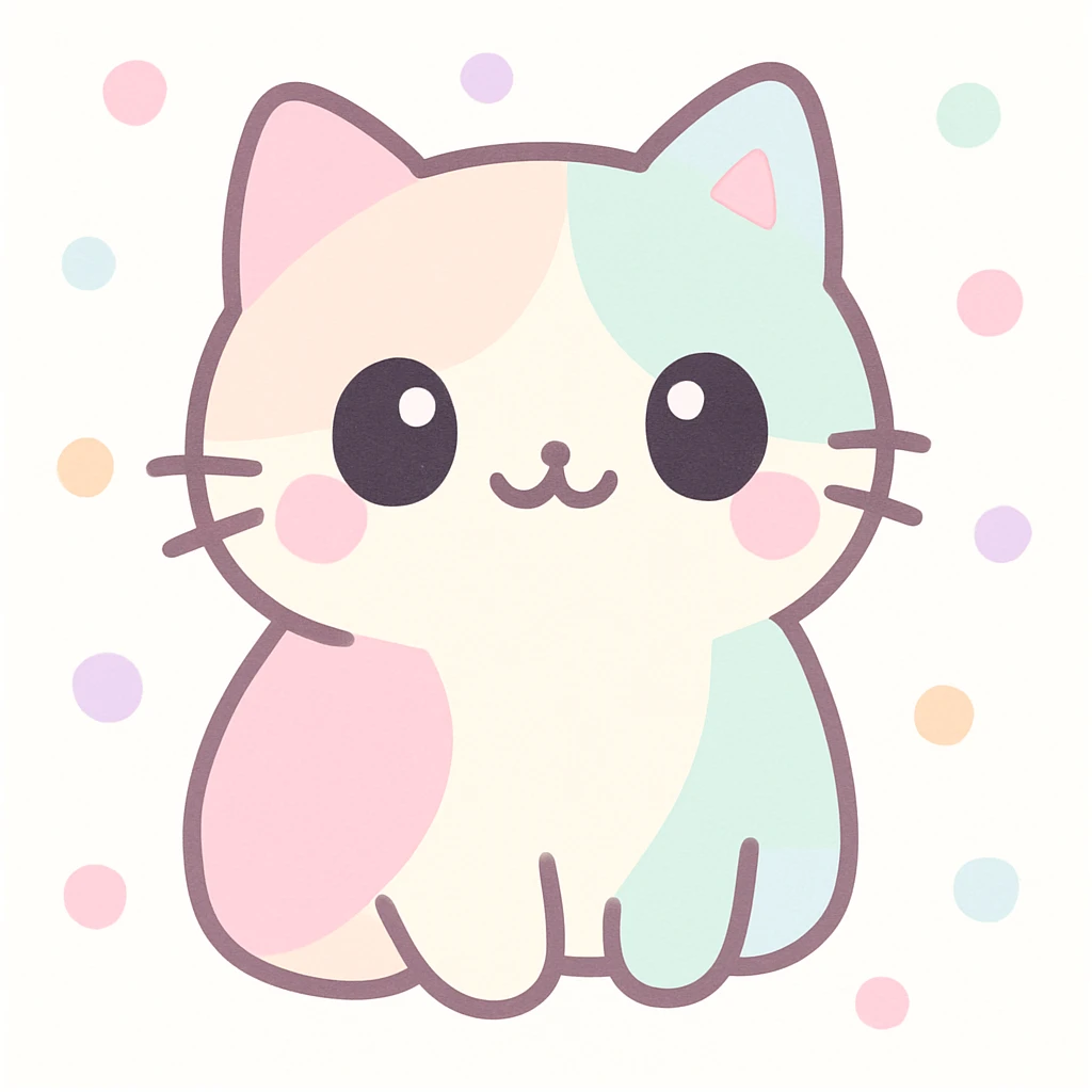 a cute cat, small and chubby, pastel colors, kawaii style emoji