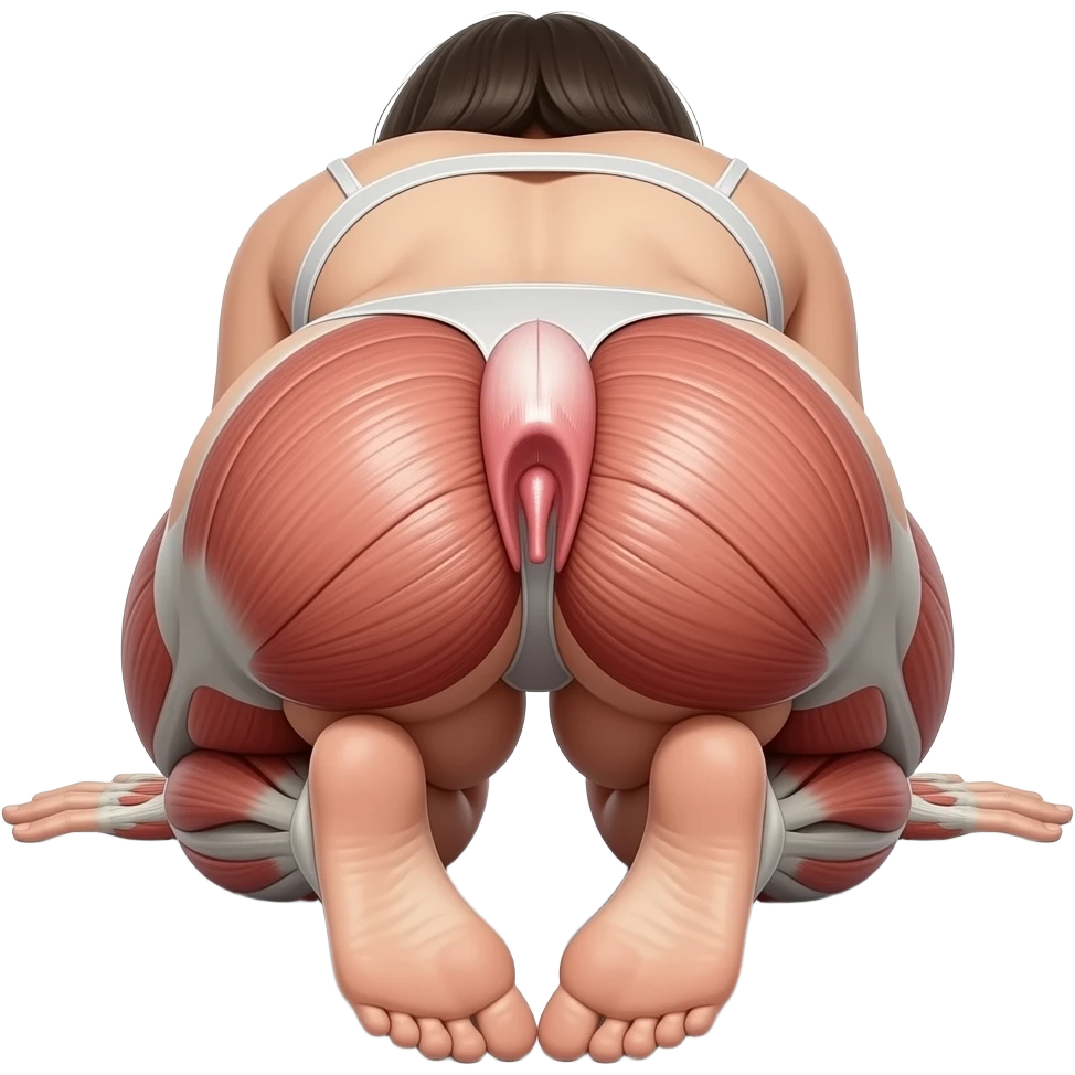 sex postion view from behind with anatomical detail women on knees face on the floor ass high in the air spreading vagina with fingers emoji