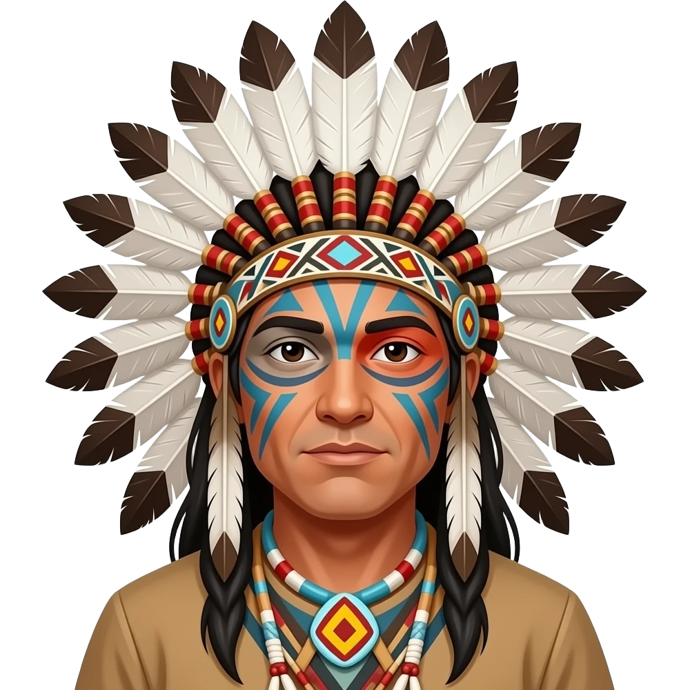 Native American man with headdress with face paint emoji