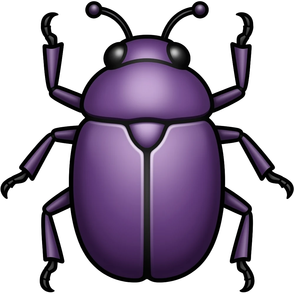 thick black outline, purple bug emoji, thick black outline, simple cartoon emoji